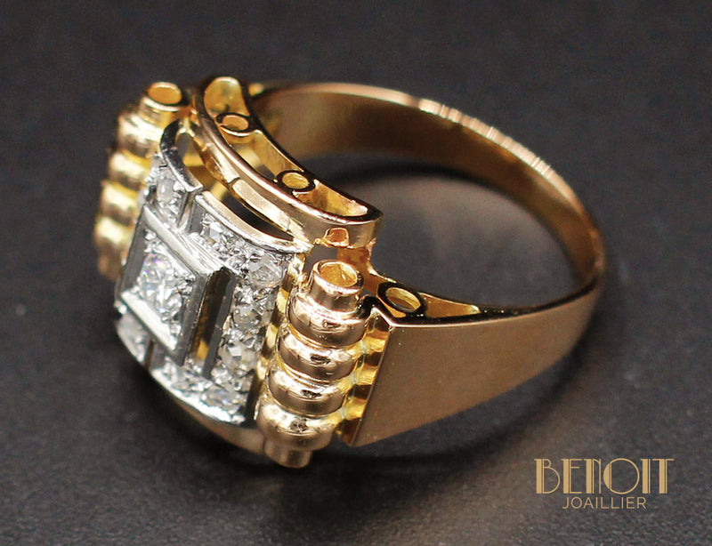 Bague 1950 Or Jaune Diamants