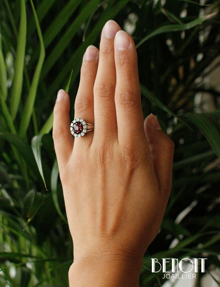 Bague Rubellite Entourage Diamants