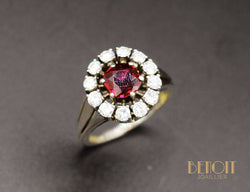 Bague Rubellite Entourage Diamants