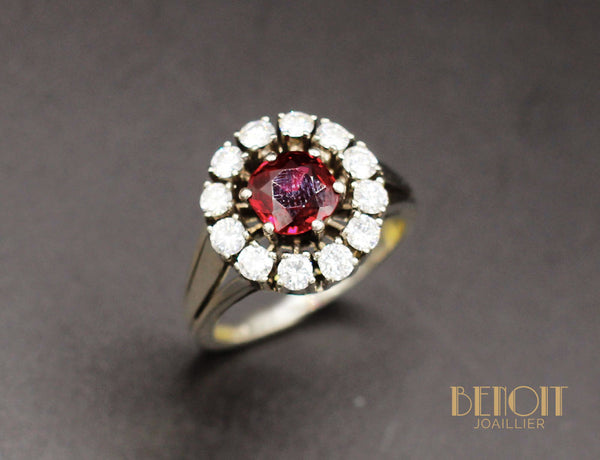 Bague Rubellite Entourage Diamants