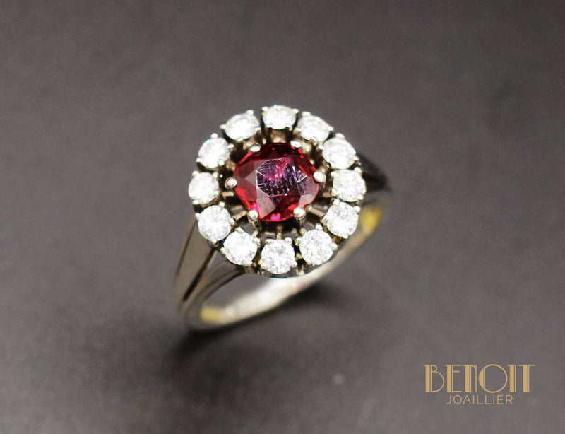Bague Rubellite Entourage Diamants