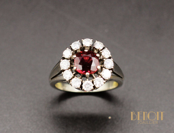 Bague Rubellite Entourage Diamants