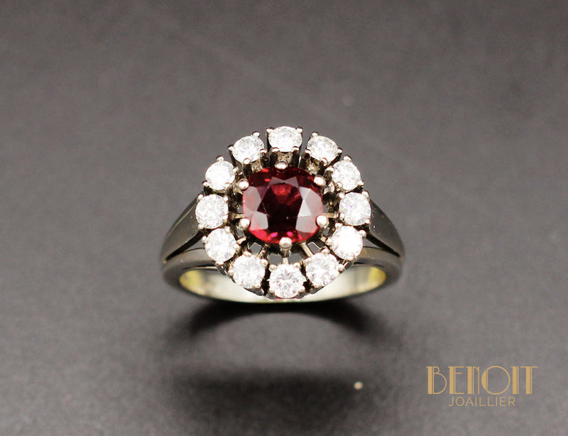 Bague Rubellite Entourage Diamants