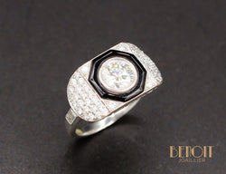Bague Art Déco Diamants Onyx