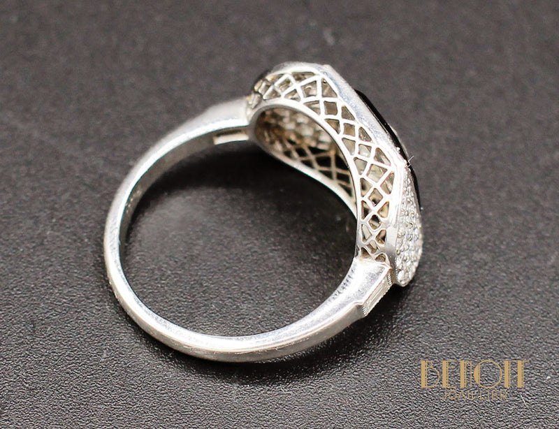 Bague Art Déco Diamants Onyx
