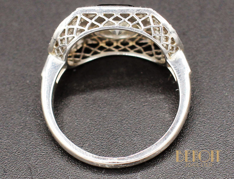 Bague Art Déco Diamants Onyx