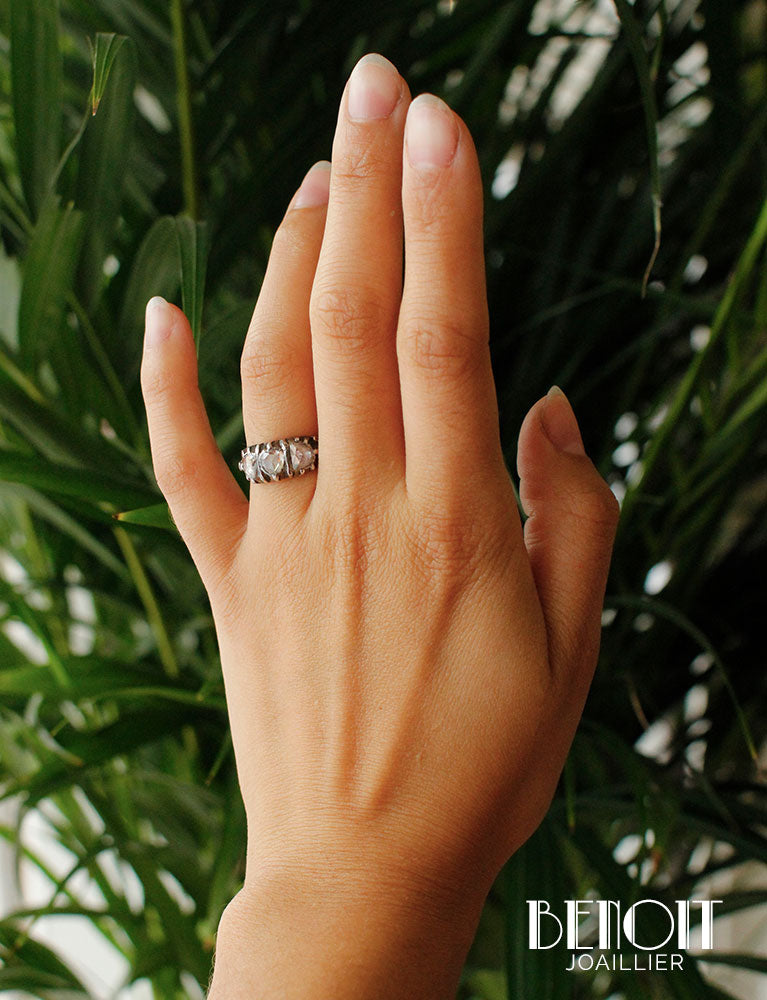 Bague XVIIIe Jarretière Or Diamants