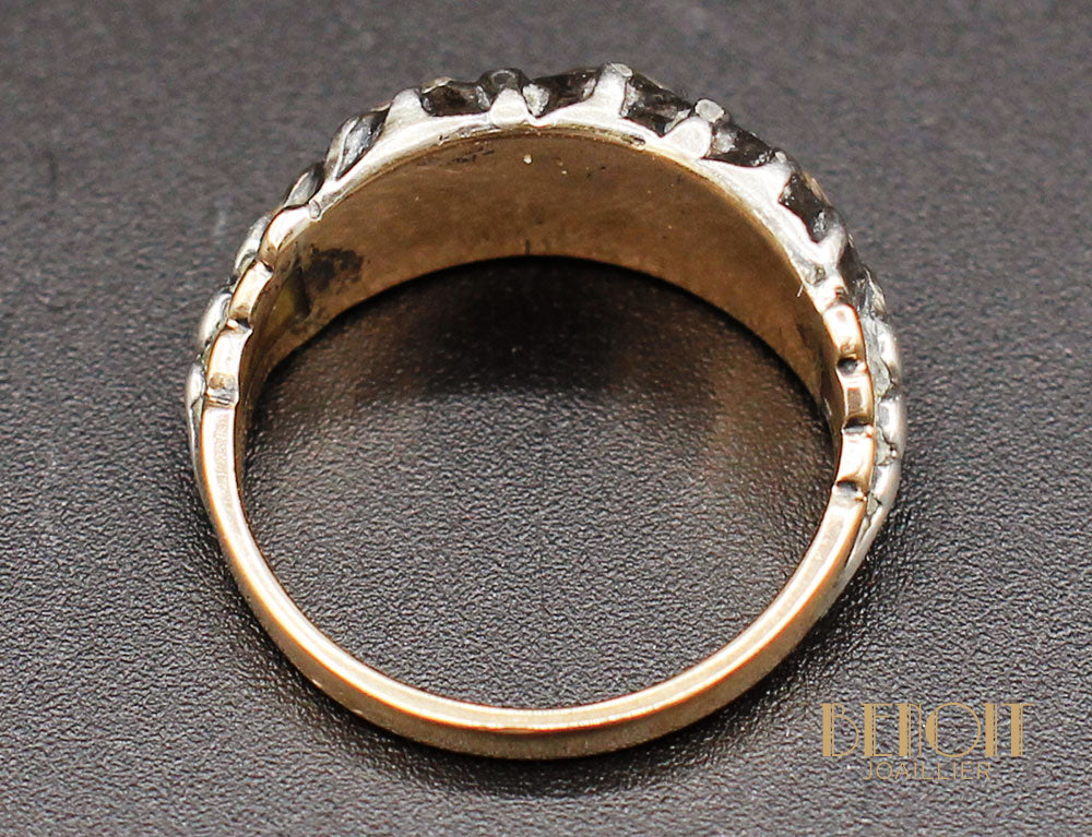 Bague Ancienne Type Jarretière Argent 950 Plaqué Or - Style Art Déco - Taille 51 - Occasion