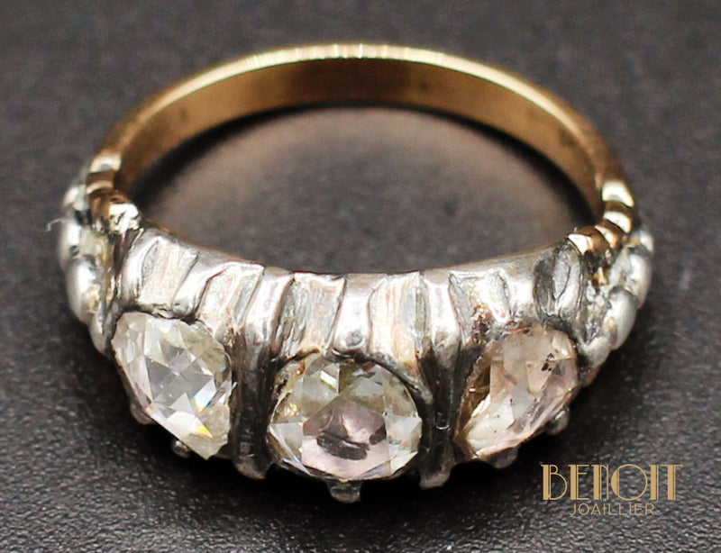 Bague XVIIIe Jarretière Or Diamants
