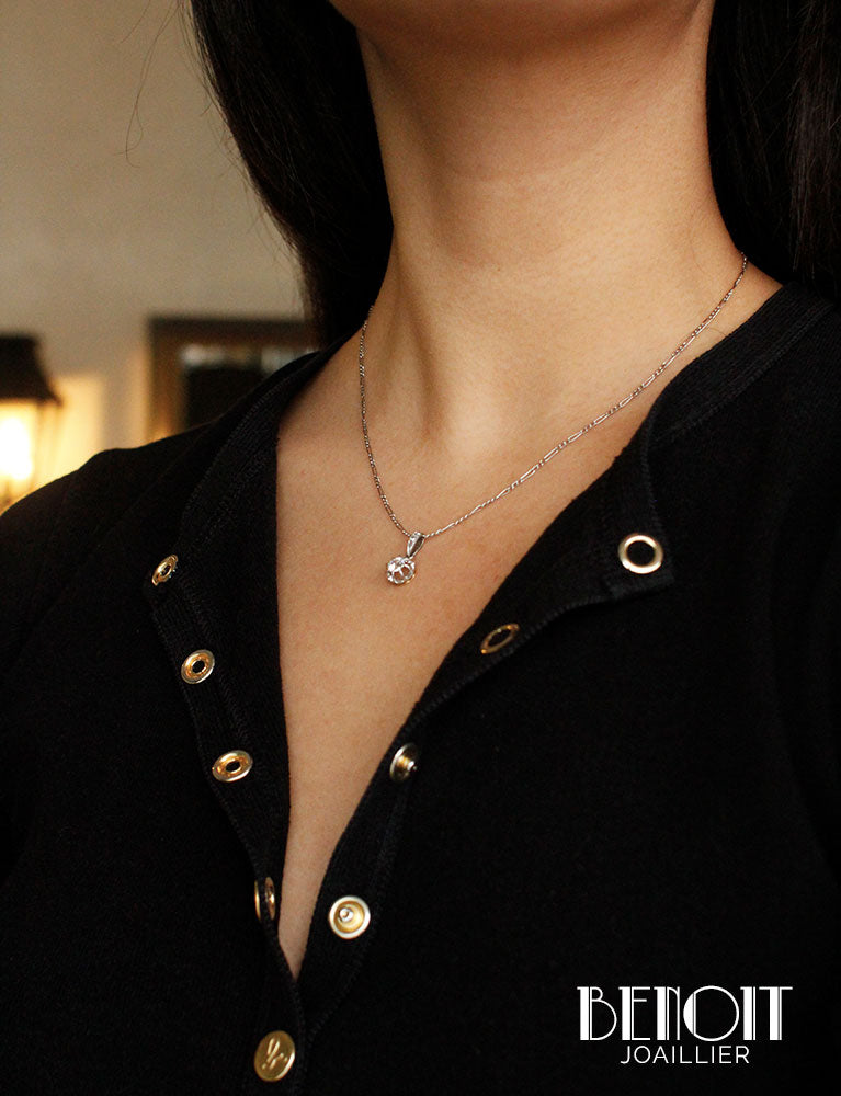 Pendentif Solitaire Diamant Ancien