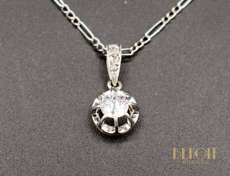 Pendentif Solitaire Diamant Ancien