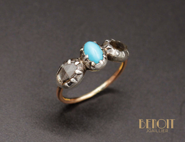Bague Fin XVIIIe Turquoise et Diamants