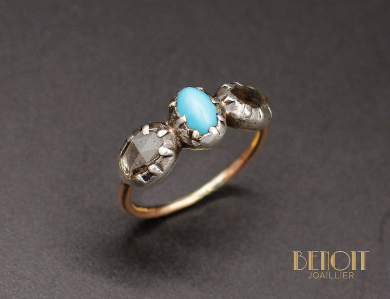 Bague Fin XVIIIe Turquoise et Diamants