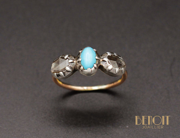 Bague Fin XVIIIe Turquoise et Diamants