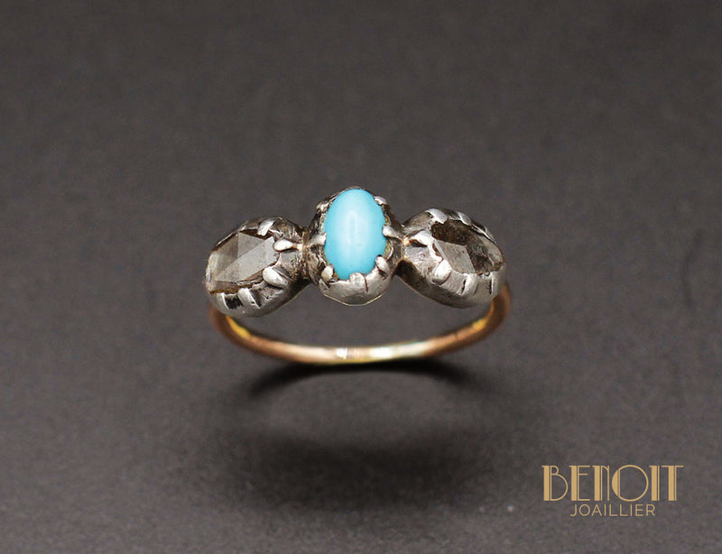 Bague Fin XVIIIe Turquoise et Diamants