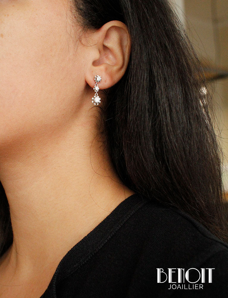 Boucles d'Oreilles Pendantes Diamants