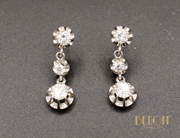 Boucles d'Oreilles Pendantes Diamants