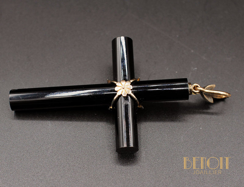 Croix Ancienne Onyx et Diamants