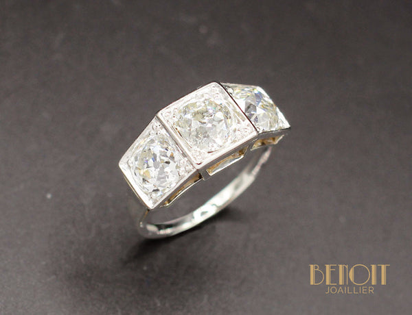 Bague Art Déco Trilogie Diamants