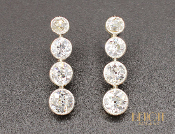 Boucles d'Oreilles Pendantes Diamants