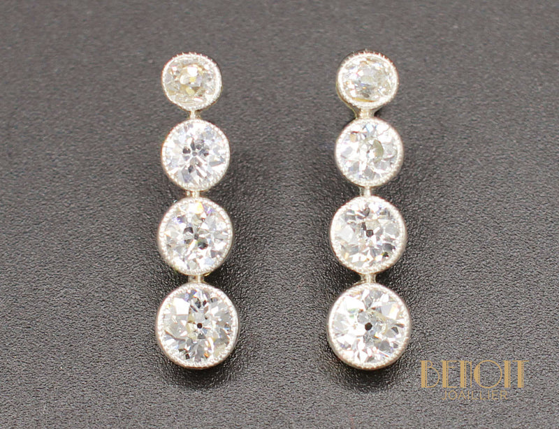 Boucles d'Oreilles Pendantes Diamants