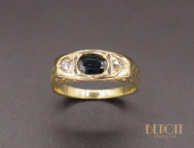 Bague Ancienne Saphir Diamants