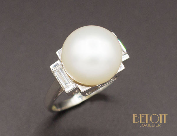 Bague Art Déco Perle Diamants