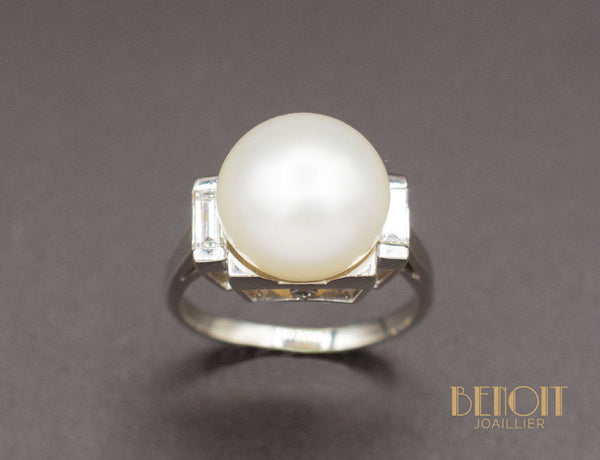 Bague Art Déco Perle Diamants
