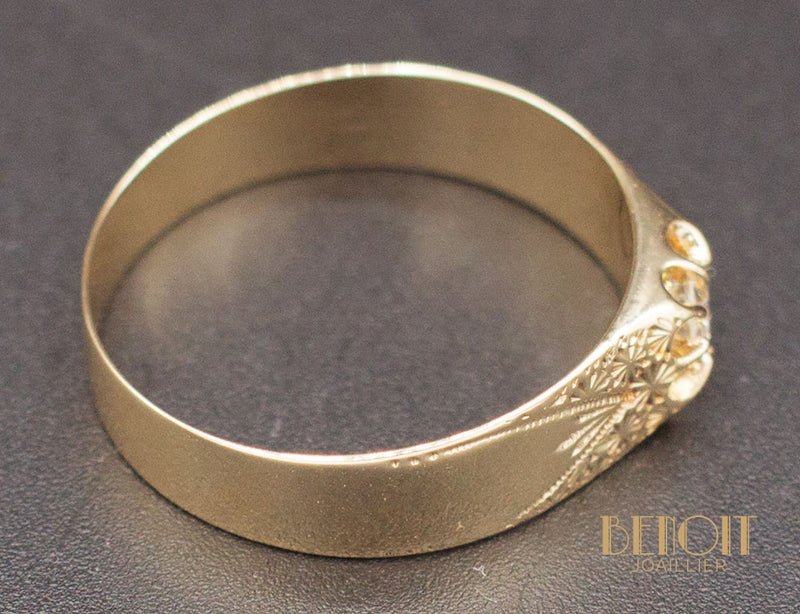 Bague XIXe Diamant Gravures