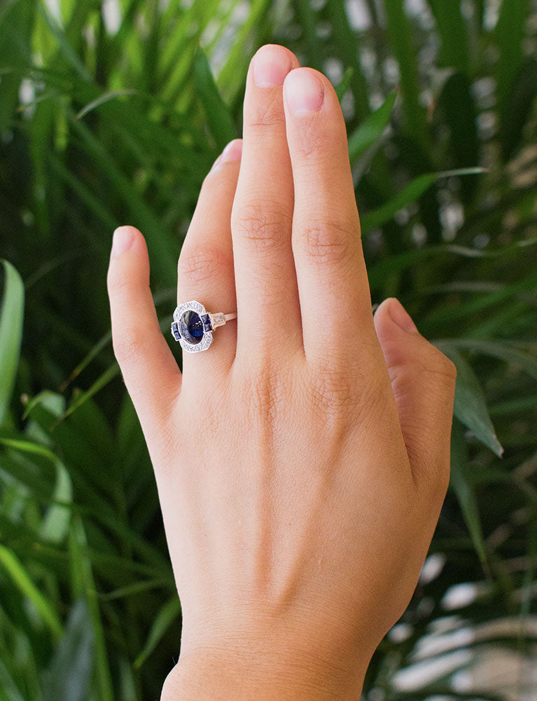 Bague Art Déco Saphirs Diamants
