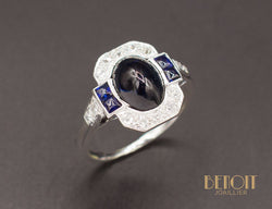 Bague Art Déco Saphirs Diamants
