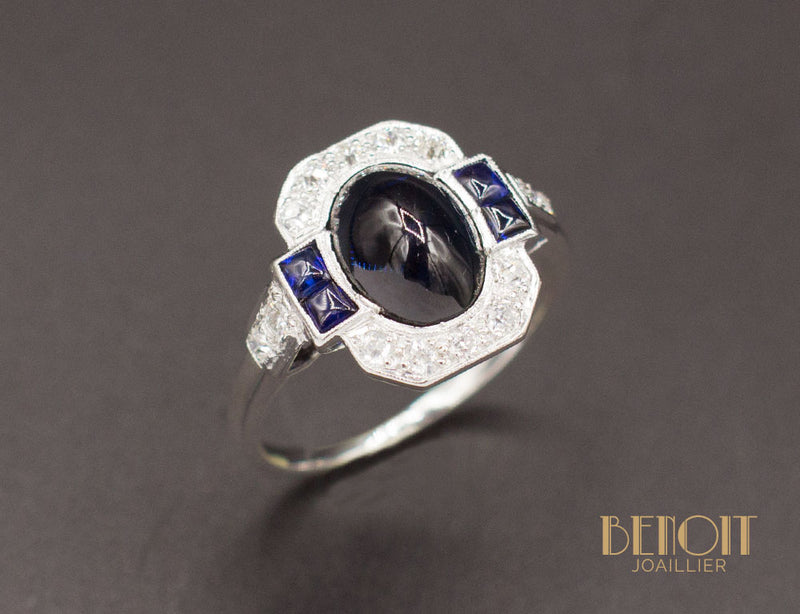 Bague Art Déco Saphirs Diamants