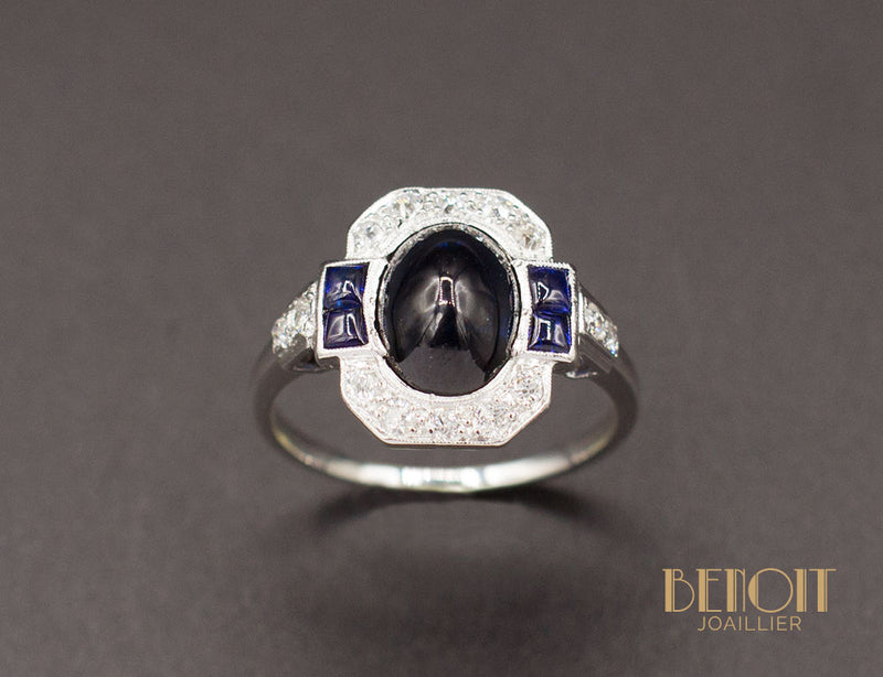 Bague Art Déco Saphirs Diamants