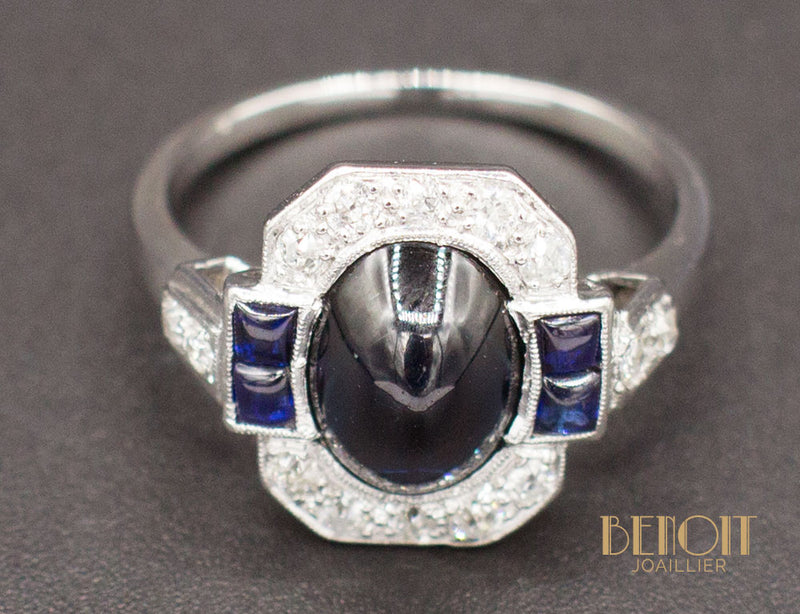 Bague Art Déco Saphirs Diamants