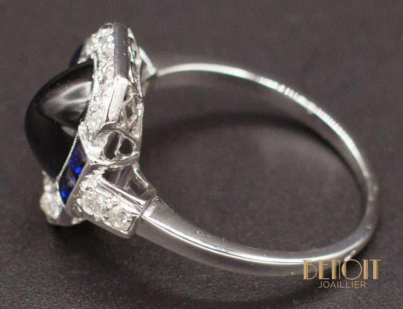 Bague Art Déco Saphirs Diamants
