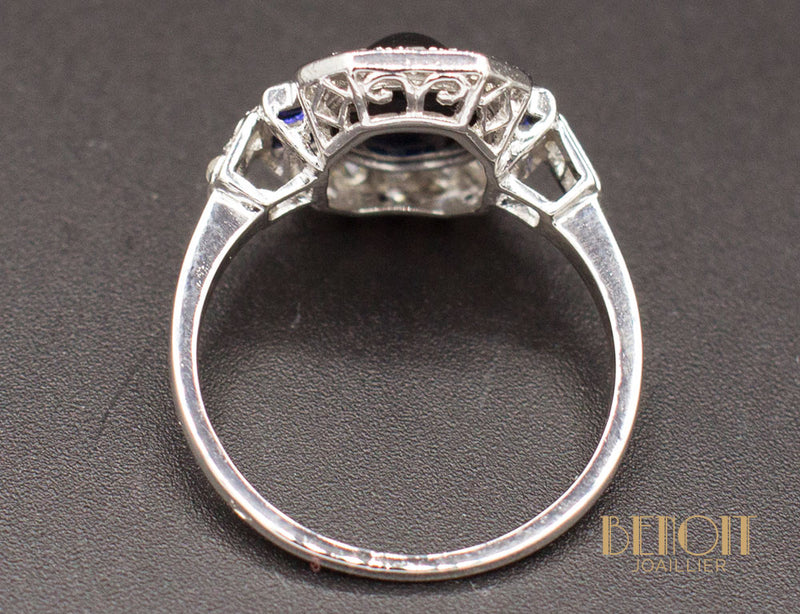 Bague Art Déco Saphirs Diamants