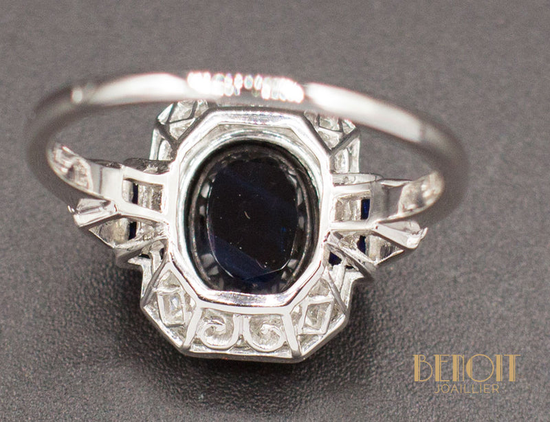 Bague Art Déco Saphirs Diamants