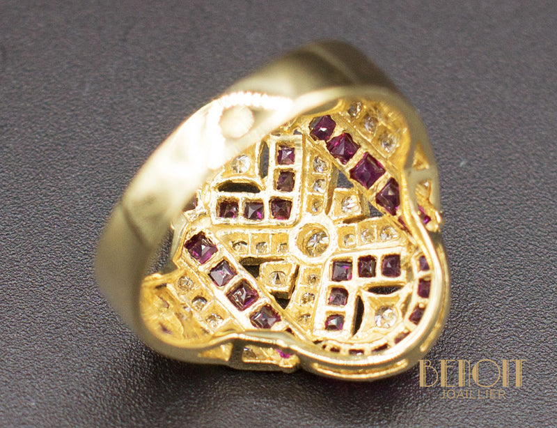 Bague Style Art Déco Rubis Diamants