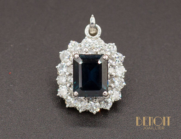 Pendentif Saphir Entourage Diamants