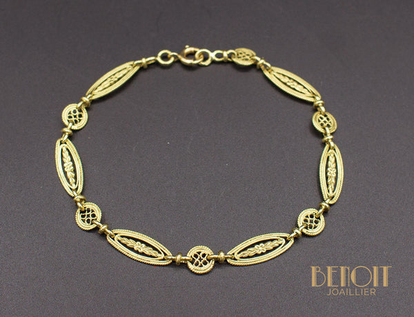 Bracelet Ancien Filigrane Or Jaune