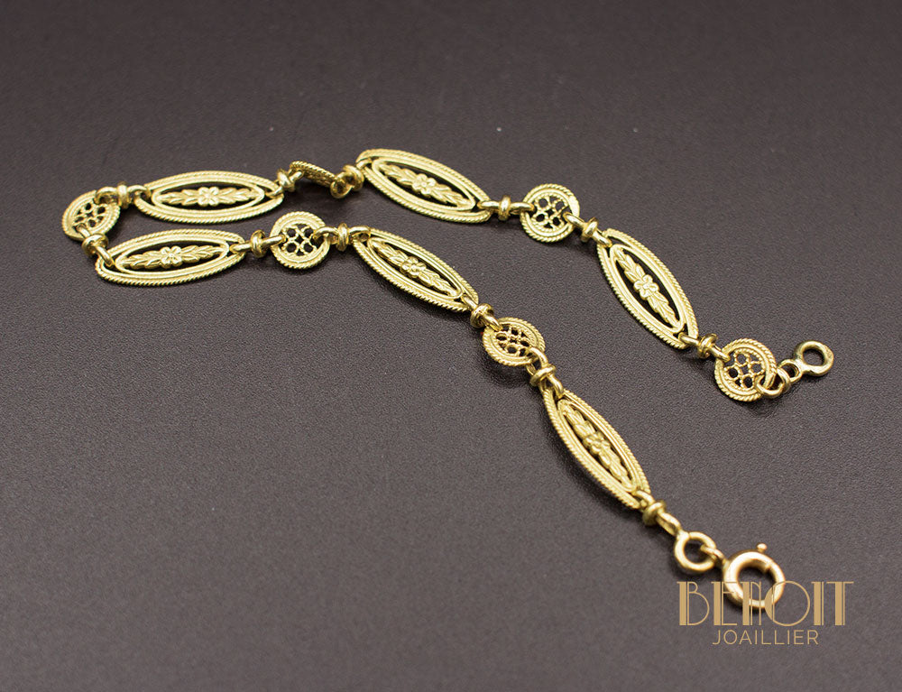 Bracelet ancien filigrane en or jaune en vente à Marseille - rf 33511 - Bijouterie L'Aurore