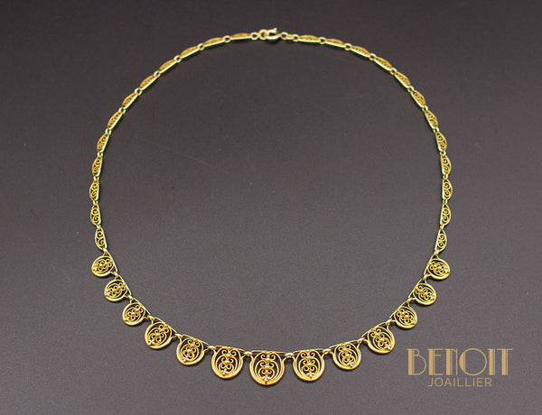 Collier Draperie Ancien Or Jaune