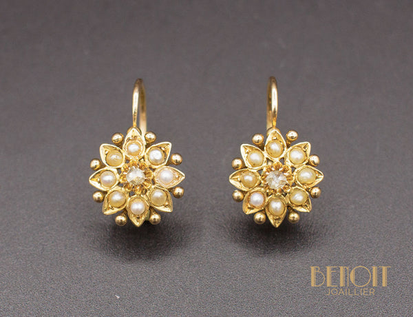 Dormeuses Anciennes Perles Diamants