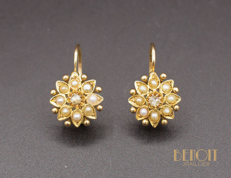 Dormeuses Anciennes Perles Diamants