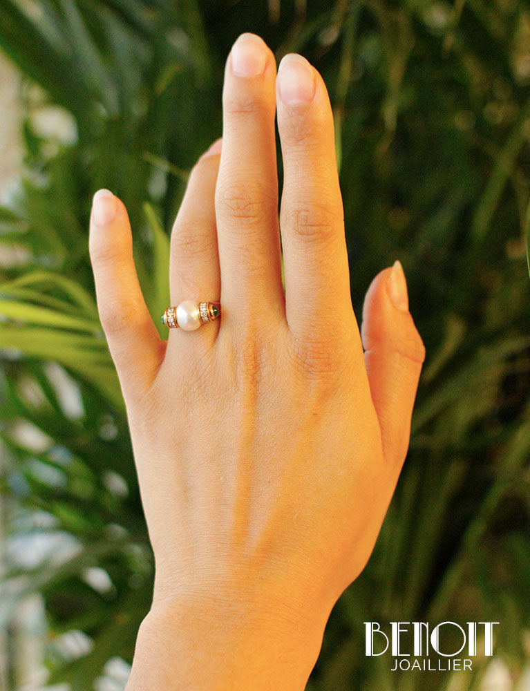 Bague BVLGARI Perle Emeraudes
