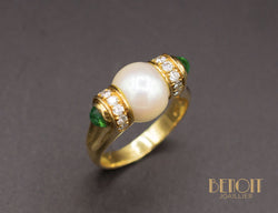 Bague BVLGARI Perle Emeraudes