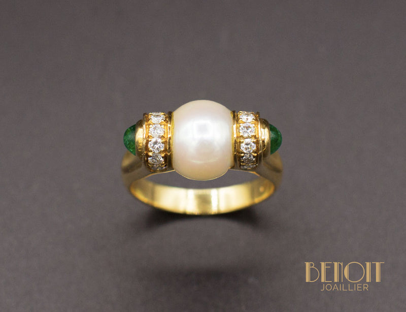 Bague BVLGARI Perle Emeraudes