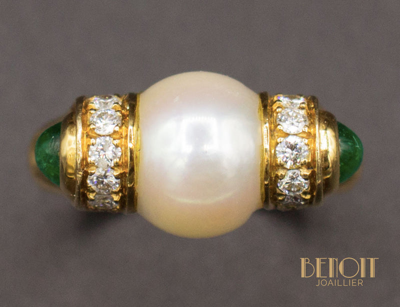 Bague BVLGARI Perle Emeraudes