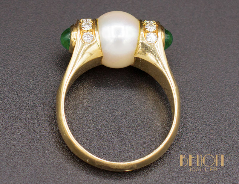 Bague BVLGARI Perle Emeraudes