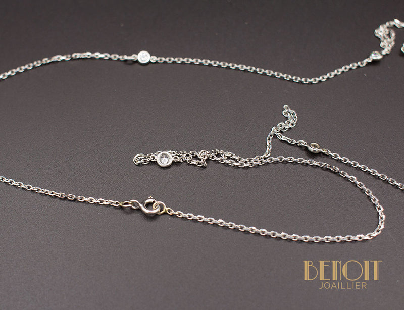 Sautoir Chaîne Or Blanc Diamants